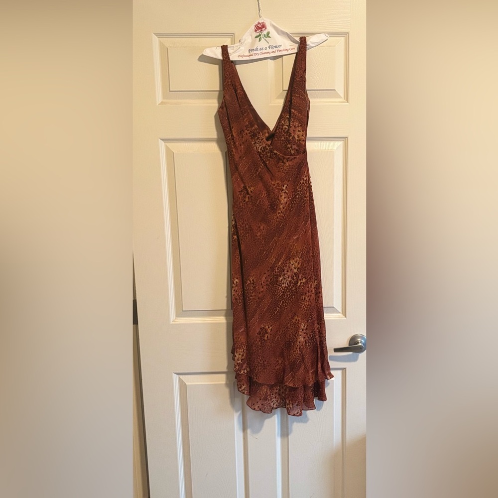 Carmen Marc Valvo High Low Dress in Rich Brown